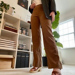Brown Velvet Flared Pants, Size 6